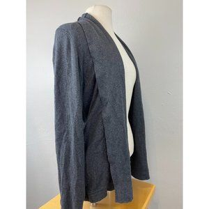 Women's Weatherproof Medium Sweater Cashmere Cotton Shawl Neck Open Knit Grey
